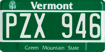 VT license plate PZX946