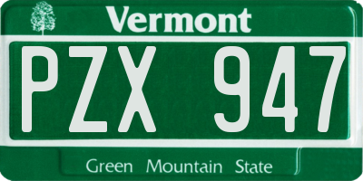 VT license plate PZX947