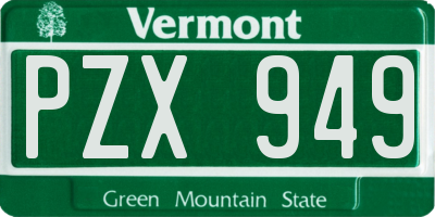 VT license plate PZX949