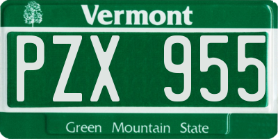VT license plate PZX955