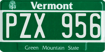 VT license plate PZX956