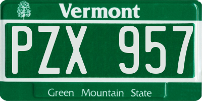 VT license plate PZX957