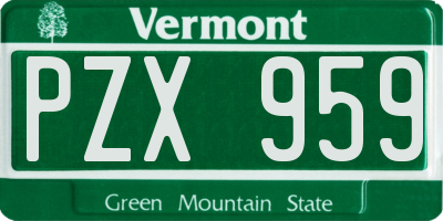 VT license plate PZX959