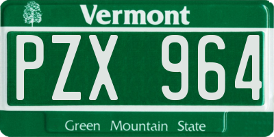 VT license plate PZX964