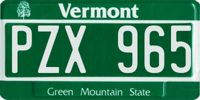VT license plate PZX965