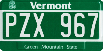 VT license plate PZX967