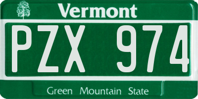 VT license plate PZX974