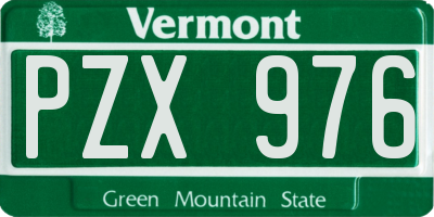VT license plate PZX976