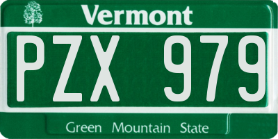 VT license plate PZX979