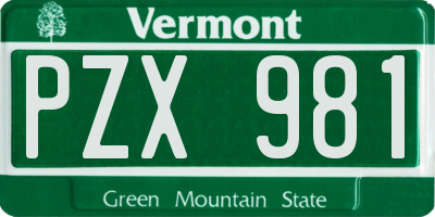 VT license plate PZX981
