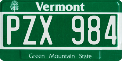 VT license plate PZX984