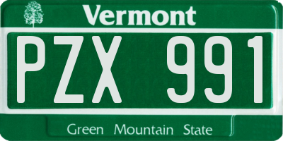 VT license plate PZX991