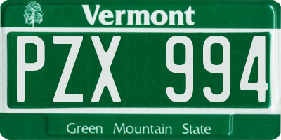 VT license plate PZX994