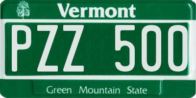 VT license plate PZZ500