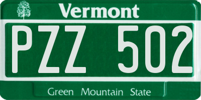 VT license plate PZZ502