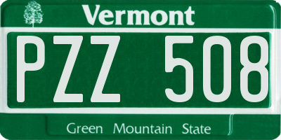 VT license plate PZZ508