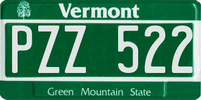 VT license plate PZZ522
