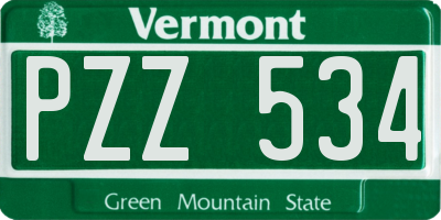 VT license plate PZZ534