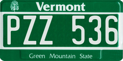 VT license plate PZZ536