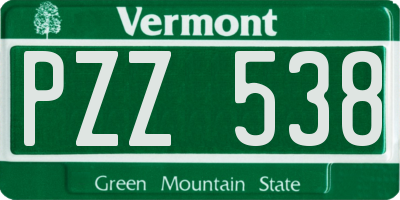 VT license plate PZZ538