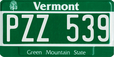 VT license plate PZZ539
