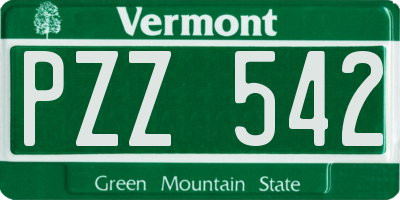 VT license plate PZZ542