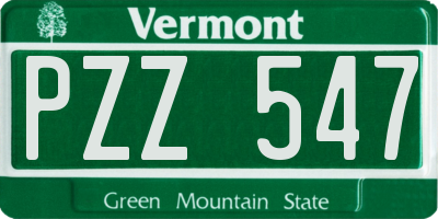 VT license plate PZZ547