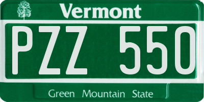 VT license plate PZZ550