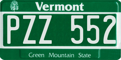 VT license plate PZZ552