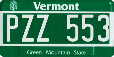 VT license plate PZZ553