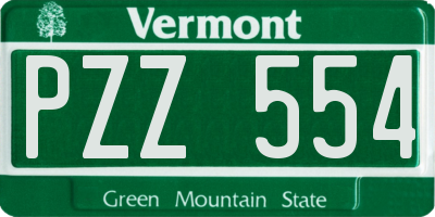 VT license plate PZZ554