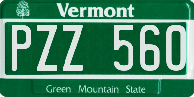 VT license plate PZZ560