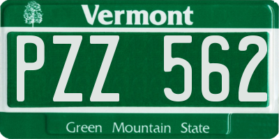 VT license plate PZZ562