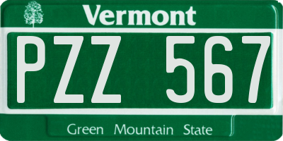 VT license plate PZZ567