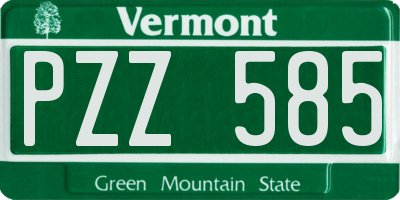 VT license plate PZZ585