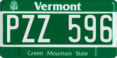 VT license plate PZZ596