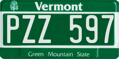 VT license plate PZZ597