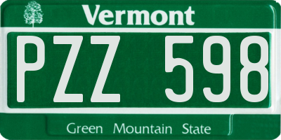 VT license plate PZZ598
