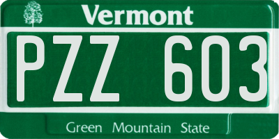 VT license plate PZZ603