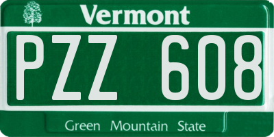 VT license plate PZZ608