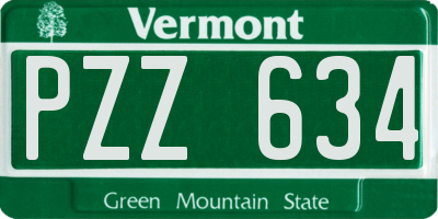 VT license plate PZZ634