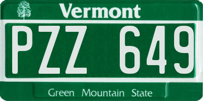 VT license plate PZZ649
