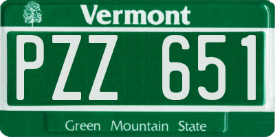 VT license plate PZZ651