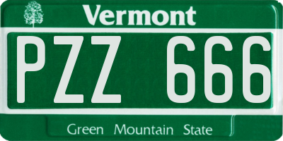 VT license plate PZZ666