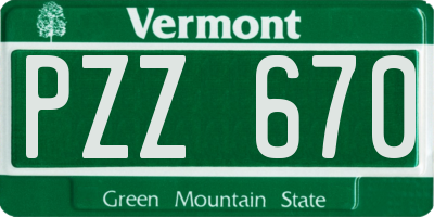VT license plate PZZ670