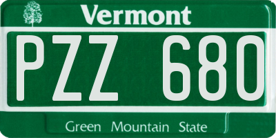 VT license plate PZZ680