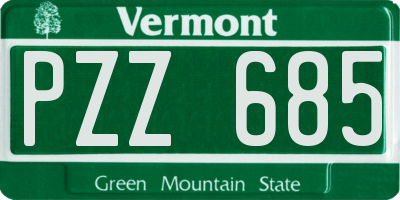 VT license plate PZZ685