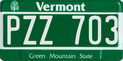 VT license plate PZZ703
