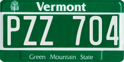 VT license plate PZZ704