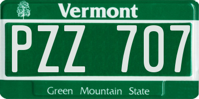 VT license plate PZZ707